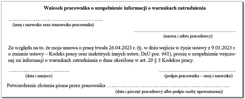 Nowa informacja o warunkach zatrudnienia - co musisz wiedzieć teraz