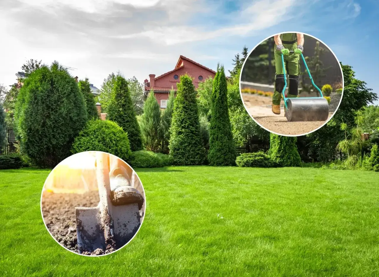 Przygotowanie terenu pod trawnik: łopata w ziemi i wałowanie. Obliczanie, ile ziemi pod trawnik na m2, to klucz do pięknego ogrodu.