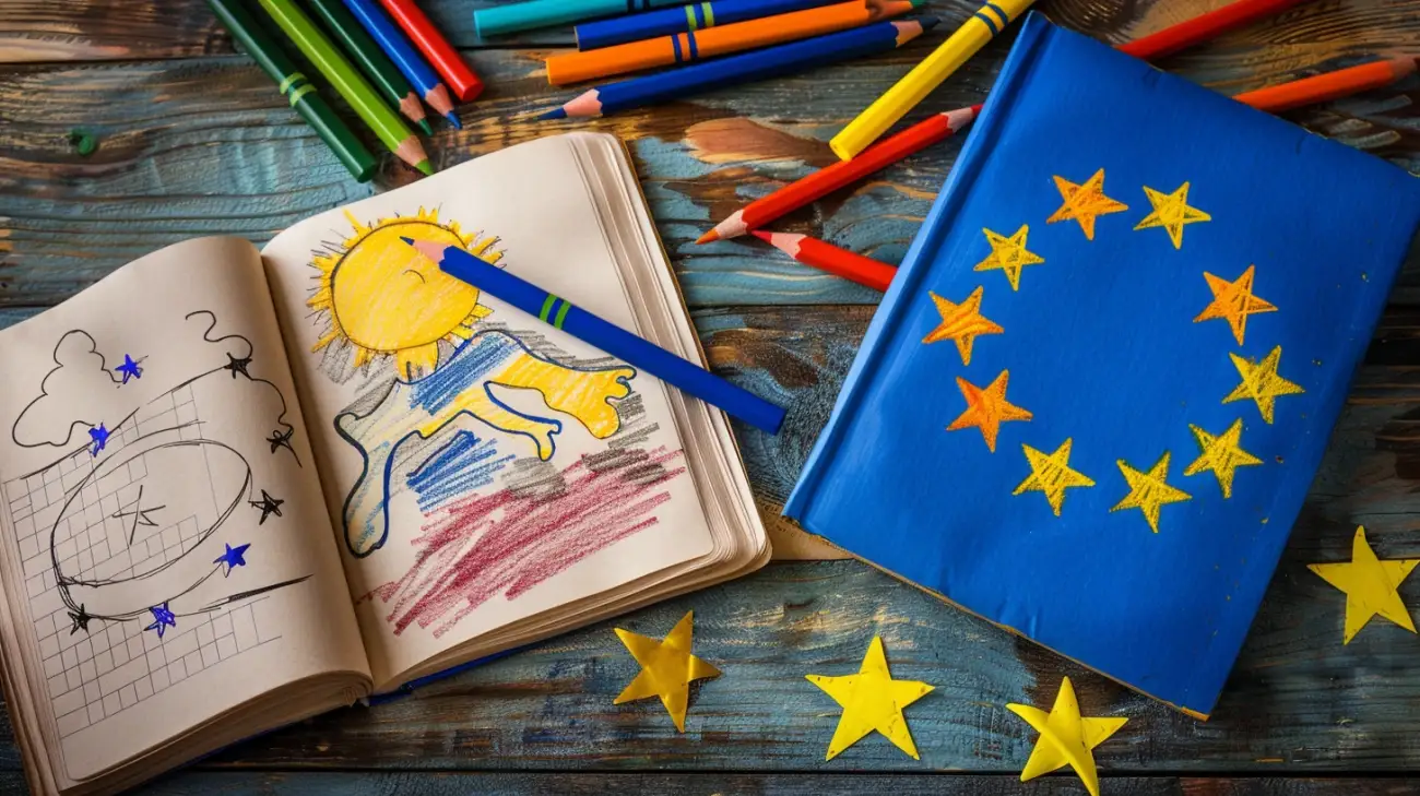 Kolorowanka z flagą Unii Europejskiej: pomysł na pracę plastyczną w szkole