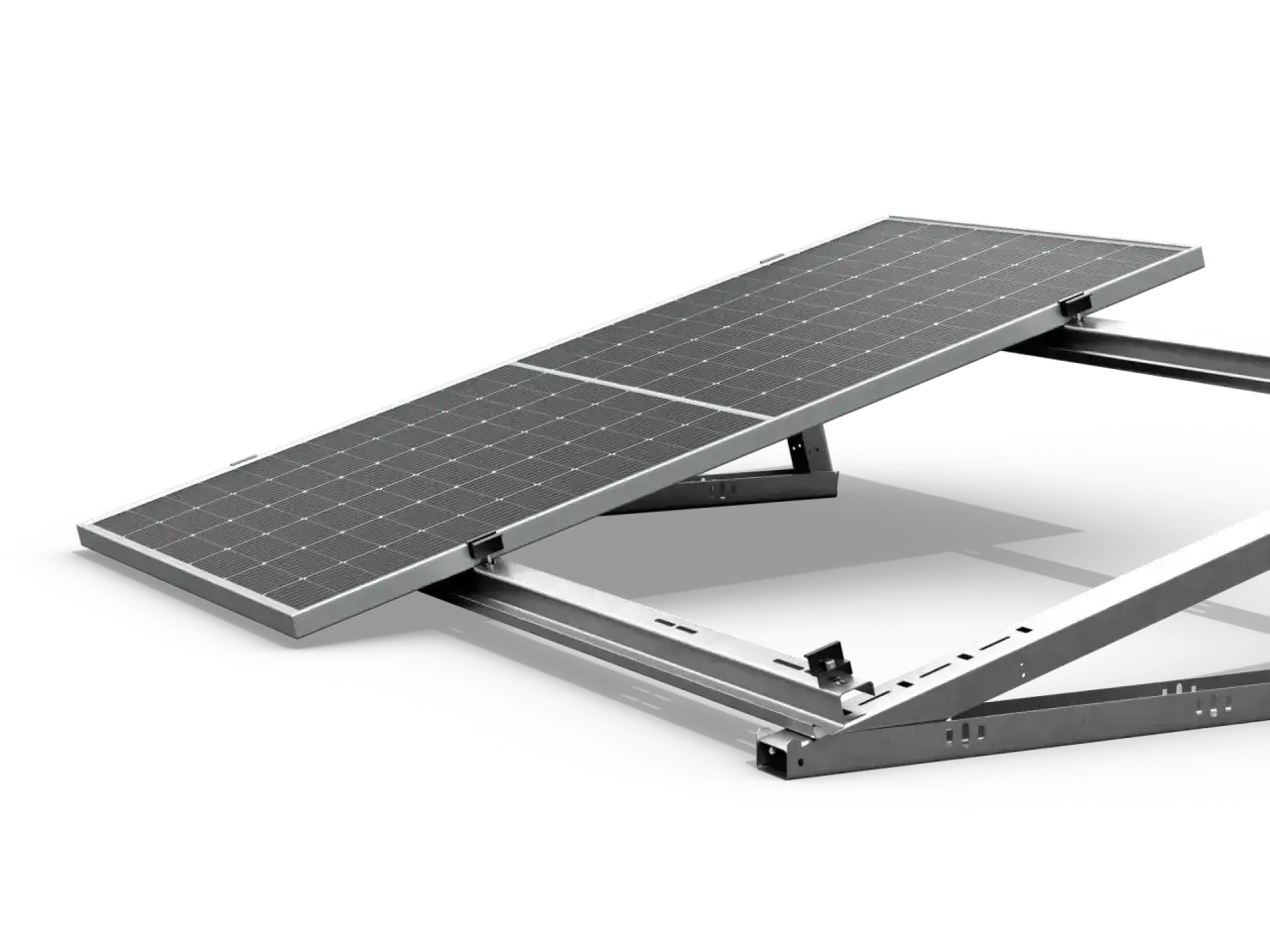 Metalowy stelaż pod panele fotowoltaiczne, pokazujący, jak zrobić stelaż pod panele fotowoltaiczne.