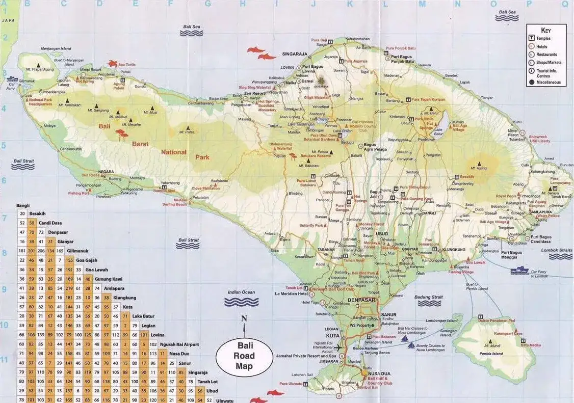 Najlepsza mapa Bali ze wszystkimi atrakcjami turystycznymi - Zaplanuj pobyt
