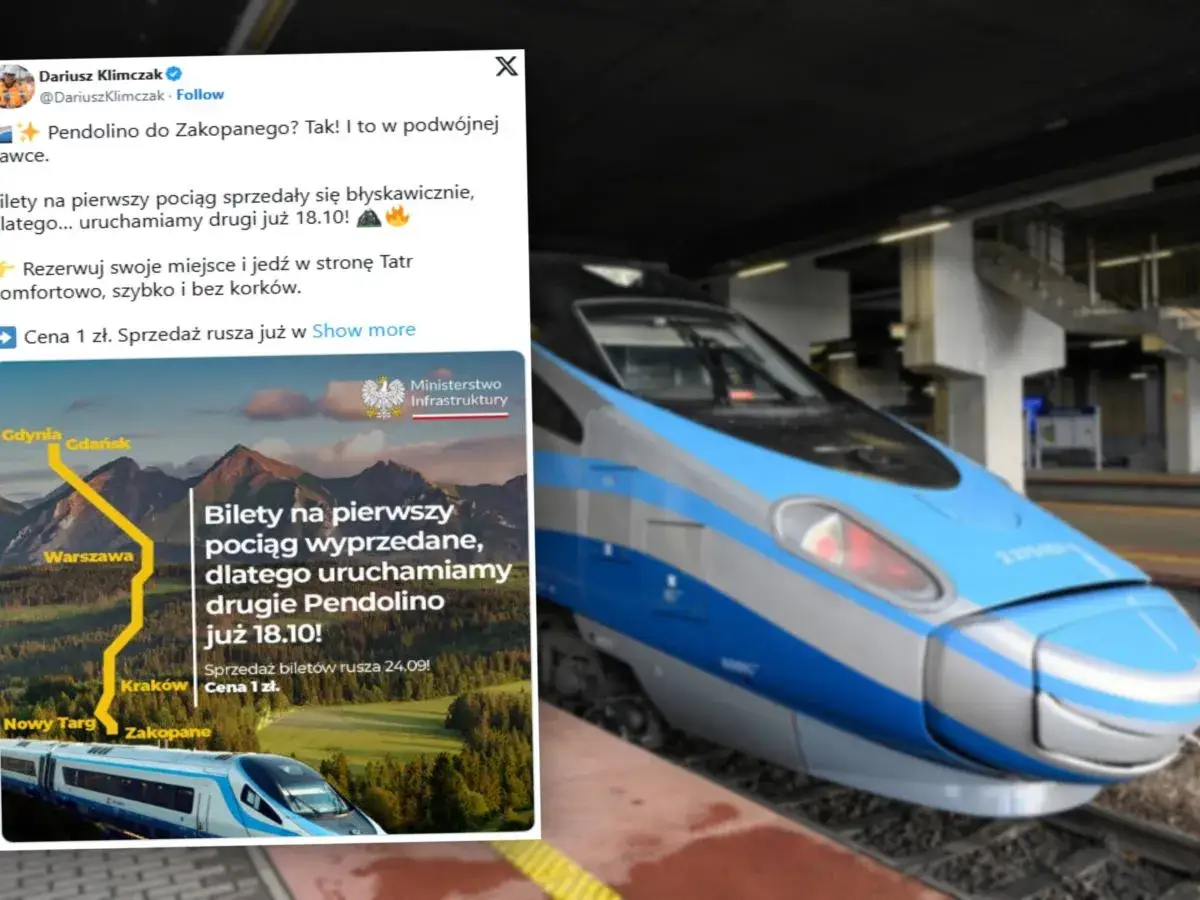 Pendolino do Zakopanego rusza już 18.10! Bilety na pierwszy pociąg wyprzedane, dlatego uruchamiamy drugie Pendolino.
