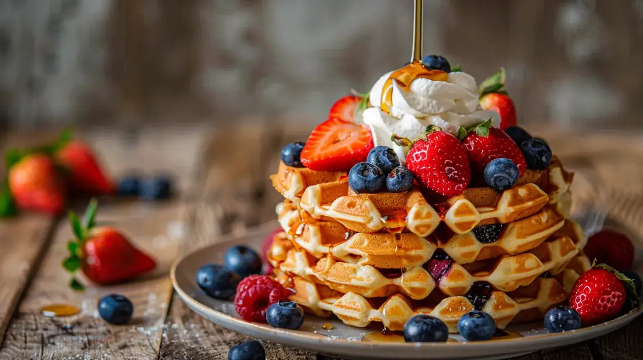 Przepis na gofry belgijskie z bitą śmietaną i owocami