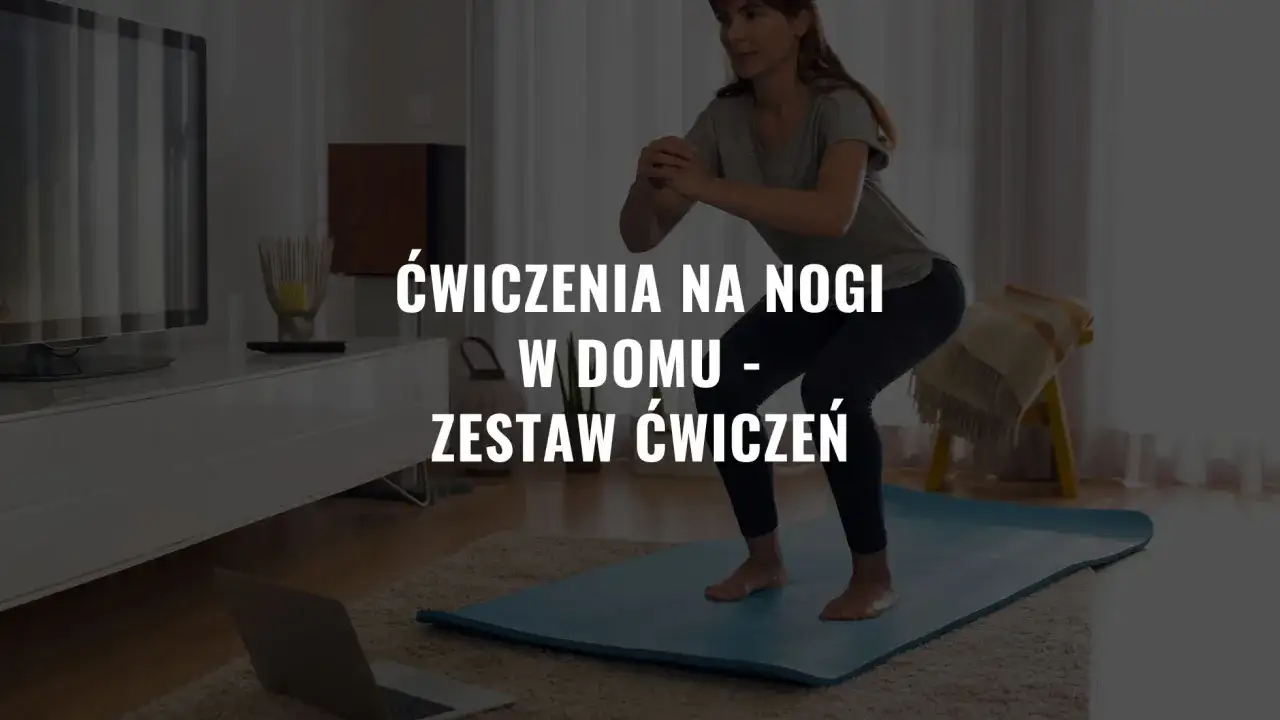 Kobieta wykonuje przysiady w domu, ćwicząc, jak wzmocnić nogi. Zestaw ćwiczeń na smukłe uda i łydki.