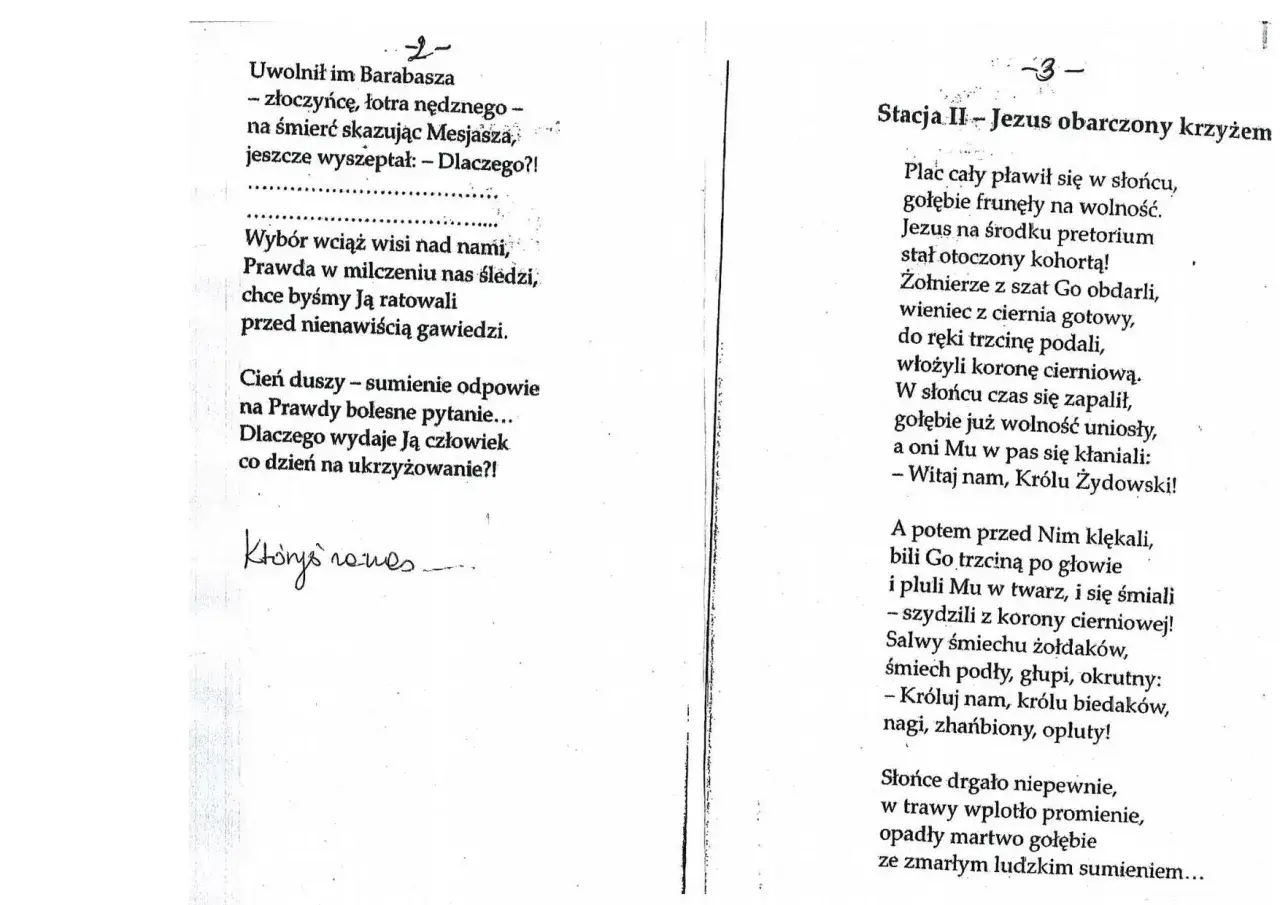 Droga krzyżowa rozważania krótkie: wybór wisi nad nami, prawda w milczeniu nas śledzi, sumienie odpowie na bolesne pytanie.