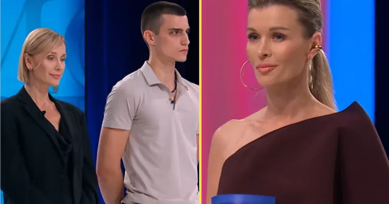 Kto odpadnie z Top Model? Dwie kobiety i młody mężczyzna w jasnej koszulce czekają na werdykt jury.