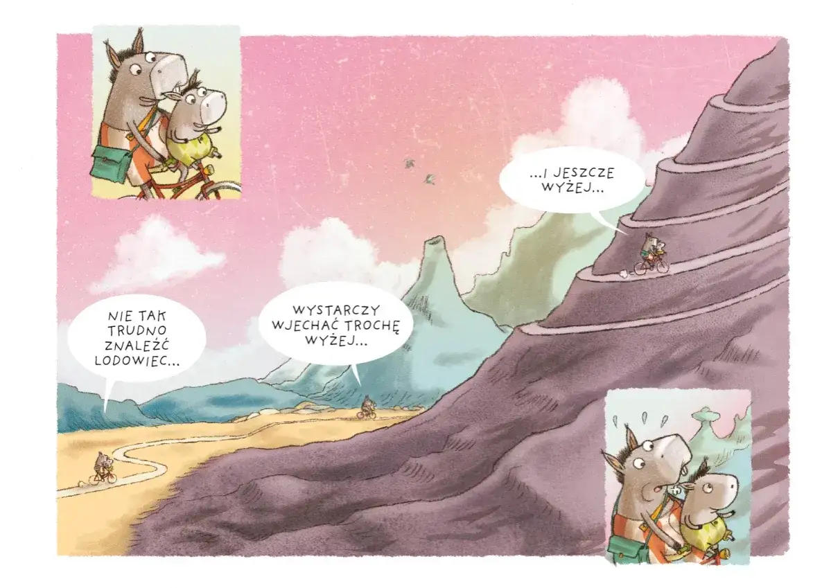 Dwa osiołki na rowerze wspólnie odkrywają świat. Komiksy pokazują, dlaczego warto czytać, bo nawet trudne wyzwania stają się łatwiejsze.