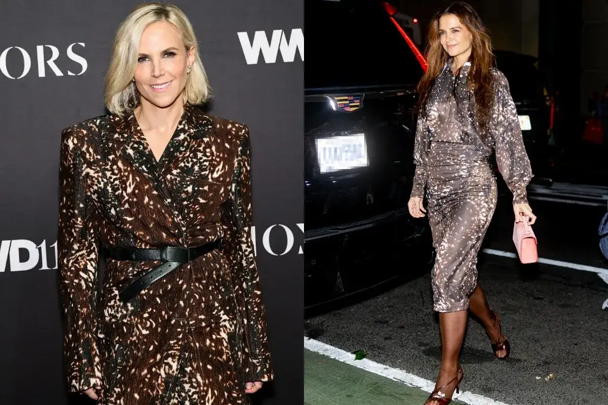 Dwie kobiety w stylizacjach w panterkę. Czy panterka jest nadal modna? Jedna w marynarce, druga w sukience.