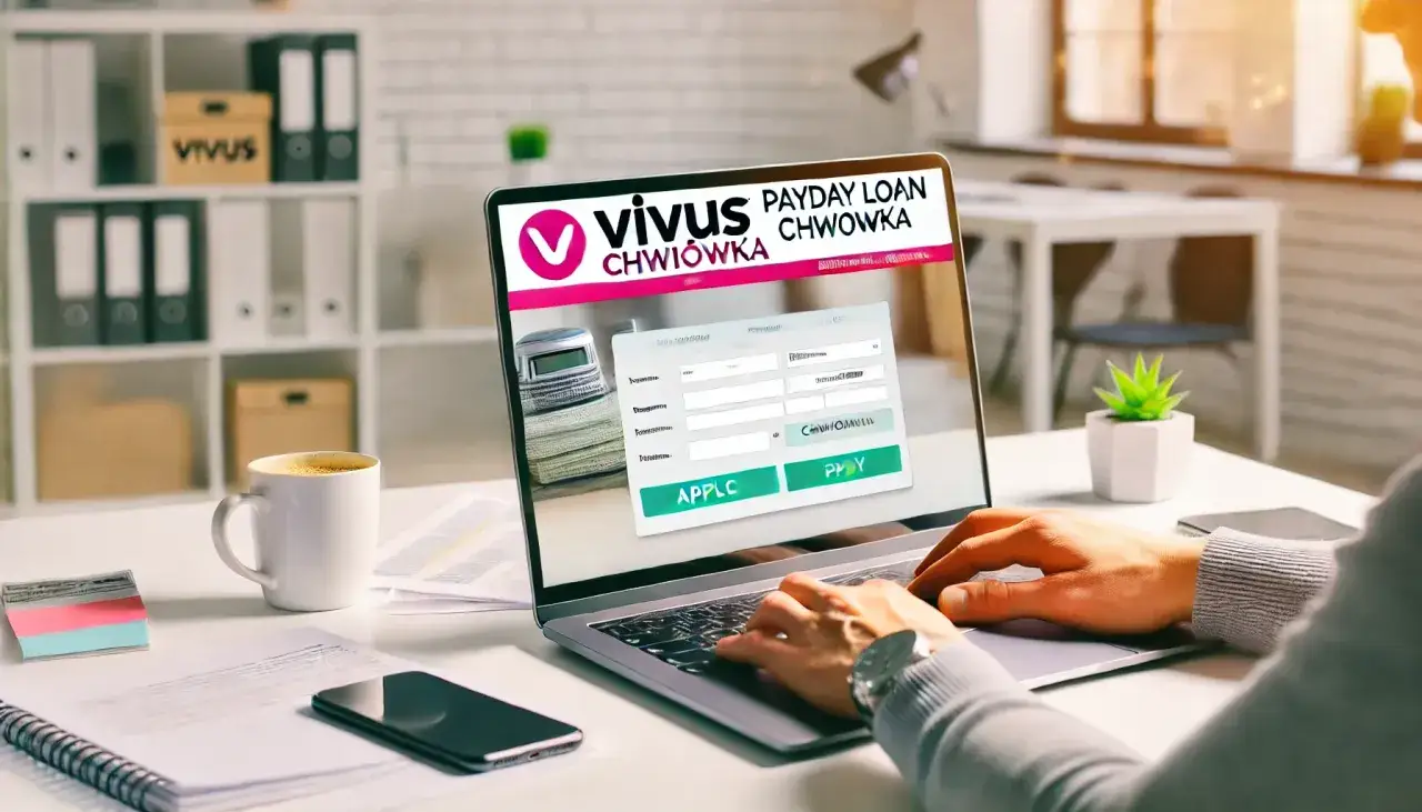 Osoba wpisuje dane na stronie Vivus, aby spłacić pożyczkę.