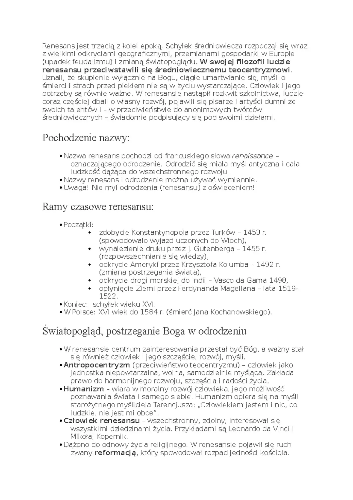 Renesans notatki do matury – kluczowe informacje i analizy dzieł