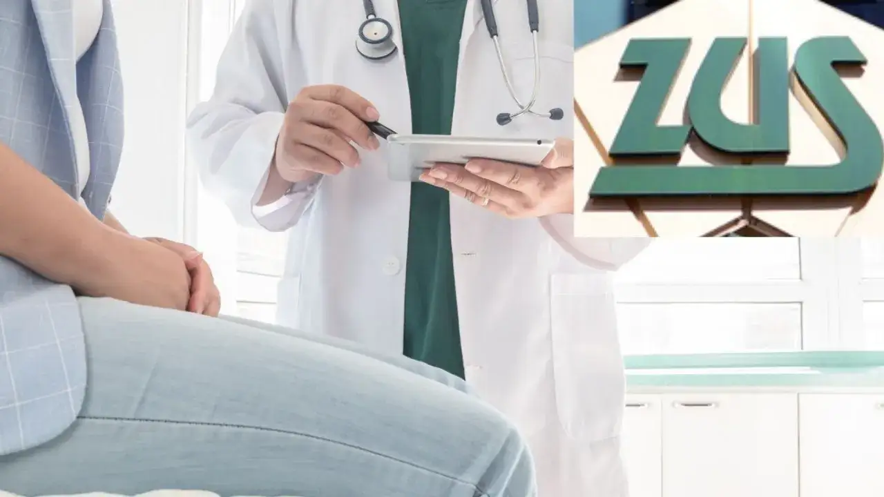 Lekarz z tabletem i logo ZUS. Czy lekarz może wystawić L4 wstecz?