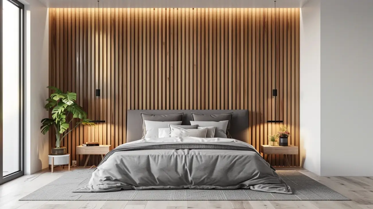 Sypialnia z charakterem - lamele ścienne jako nowoczesny detal