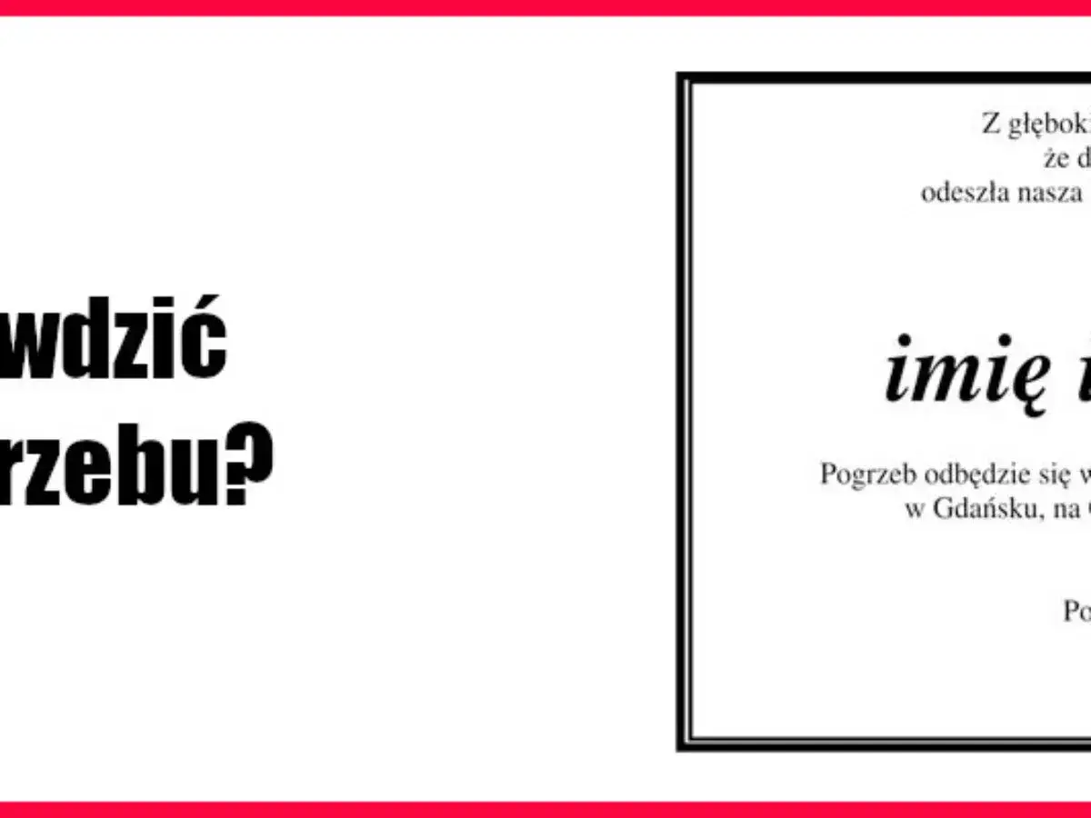 Fragment nekrologu z imieniem i nazwiskiem, datą pogrzebu w Gdańsku.