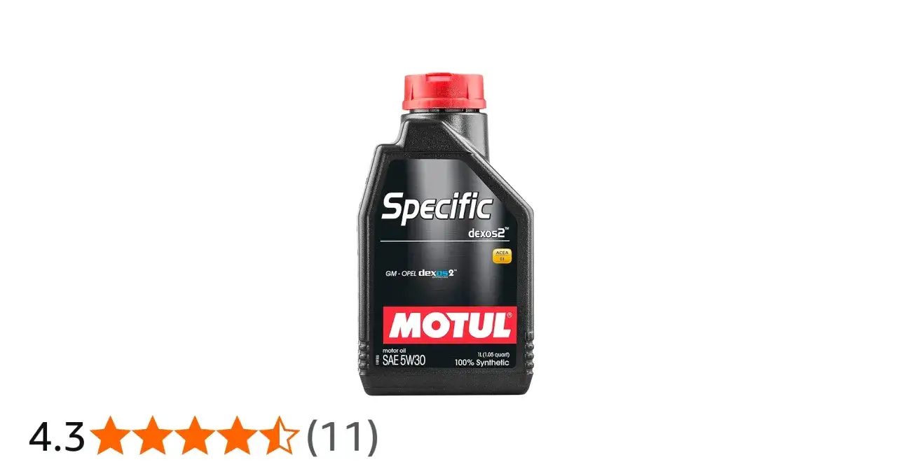Czarna butelka oleju silnikowego Motul Specific dexos2 5W30 z czerwonym korkiem.