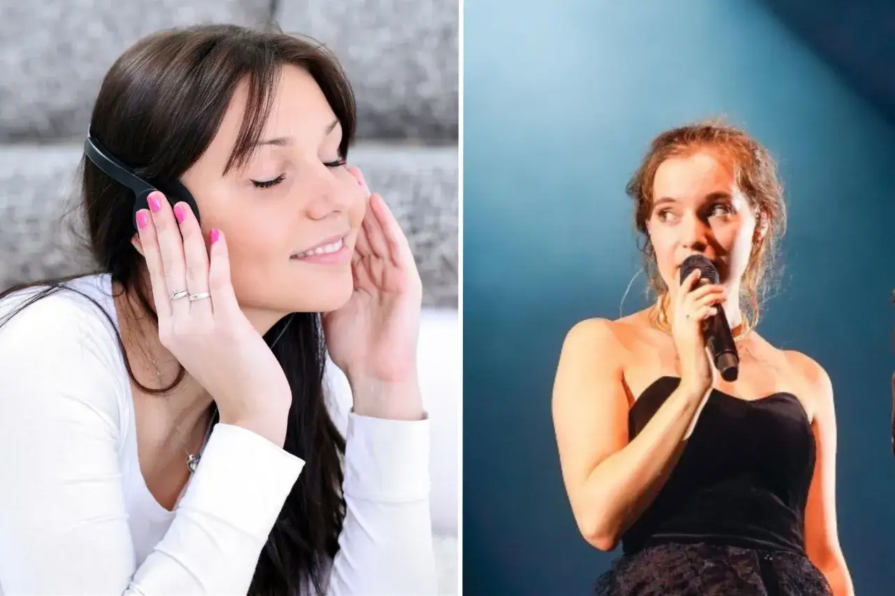 Kto śpiewał piosenkę nic 2 razy się nie zdarza? To Kayah. Na zdjęciu kobieta słucha muzyki i artystka na scenie.