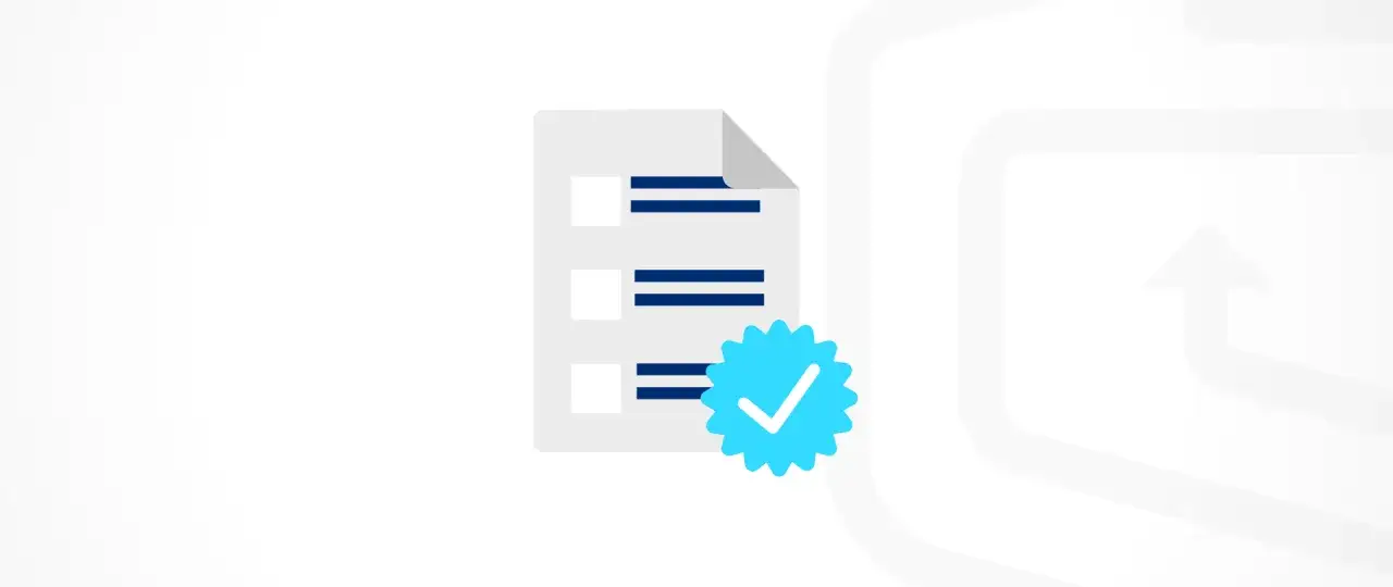 Dokument z listą i zaznaczonym elementem, symbolizujący poprawność.