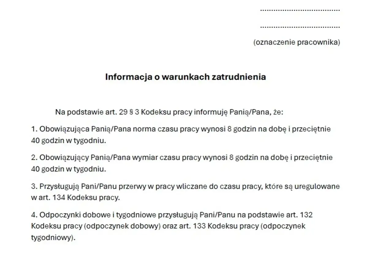 Od kiedy nowa informacja o warunkach zatrudnienia? Kluczowe zmiany