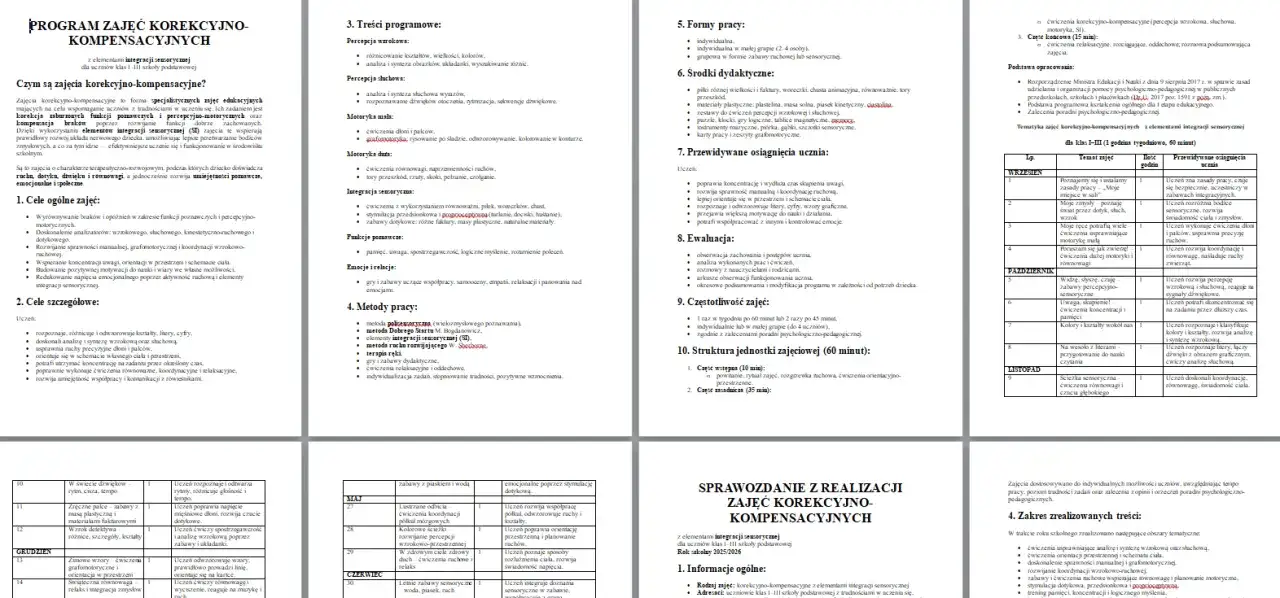 Tematy do dziennika zajęć korekcyjno-kompensacyjnych, które naprawdę działają
