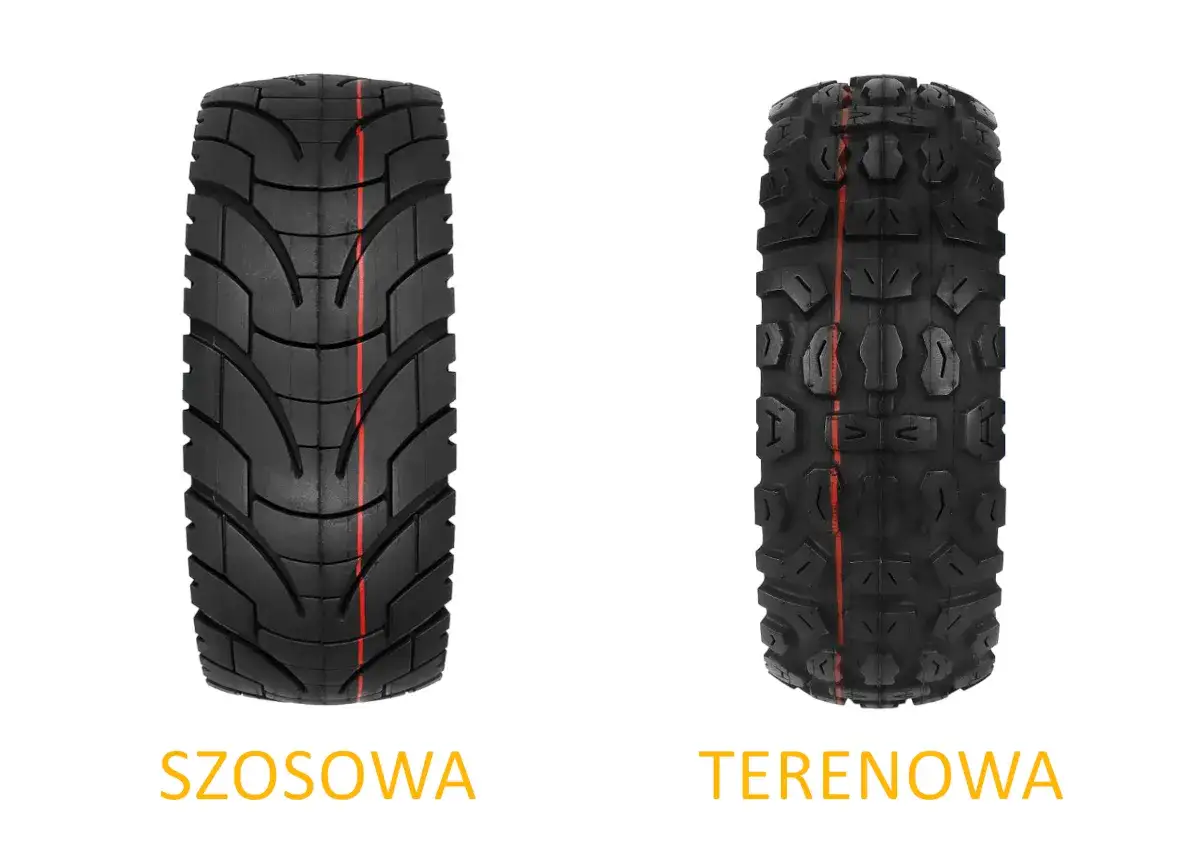 Dwa bieżniki opon: szosowa, idealna na asfalt, i terenowa, gotowa na wyzwania. Wybierz najlepsze opony szosowe dla swojej maszyny.
