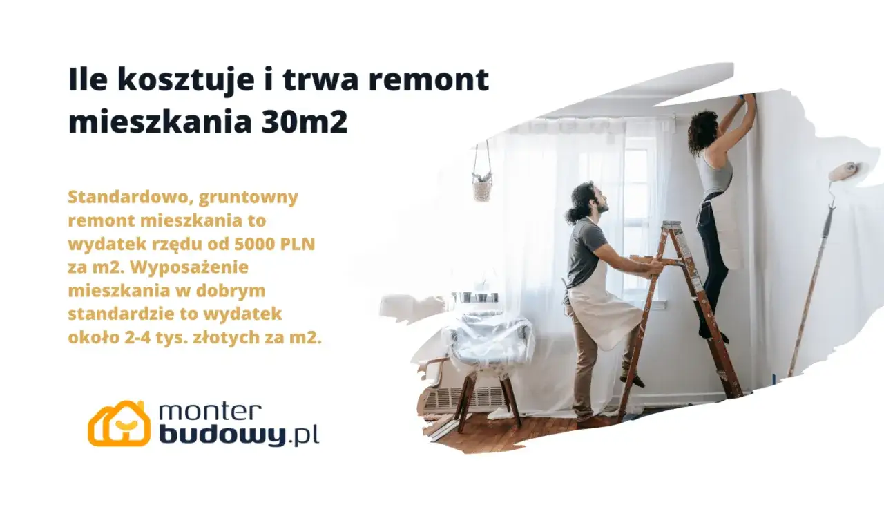 Para maluje ścianę w mieszkaniu, stojąc na drabinie.