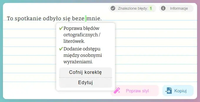 Bezemnie - jak poprawnie zapisać to wyrażenie przyimkowe?