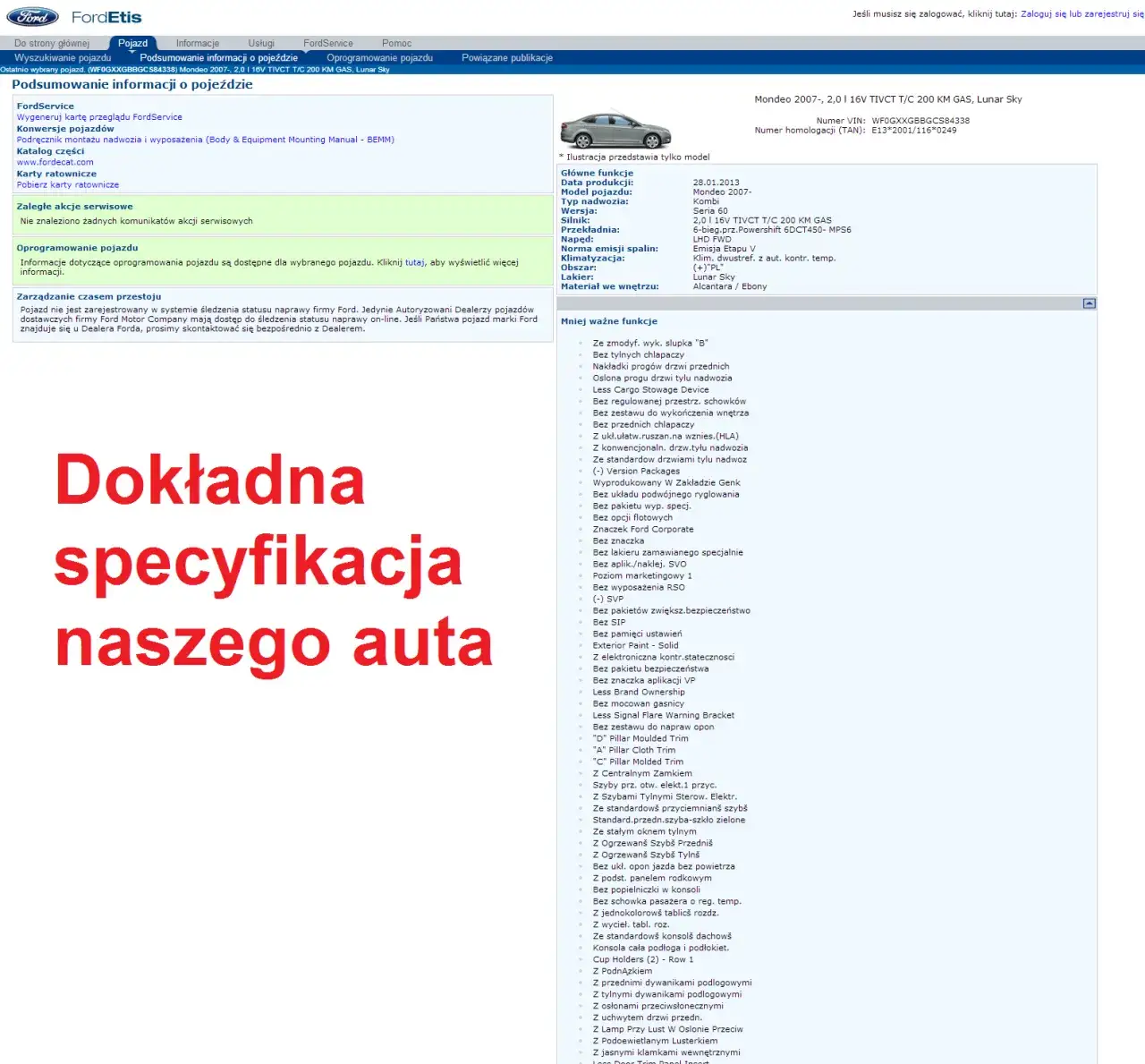 Darmowy dekoder VIN Ford - sprawdź swój numer VIN online