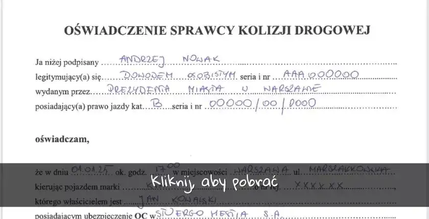 Kolizja bez Policji? Napisz oświadczenie i uzyskaj odszkodowanie!