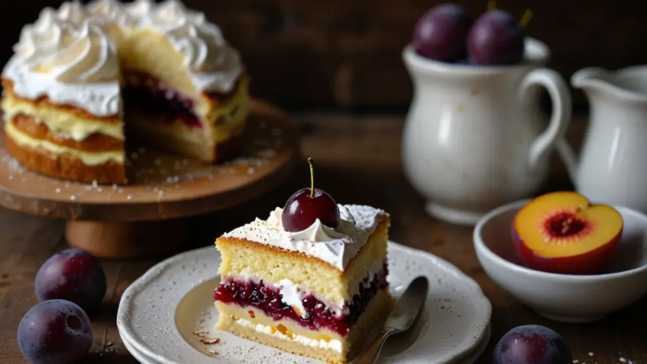 Jak przygotować ciasto ze śliwkami budyniem i bezą – przepis?