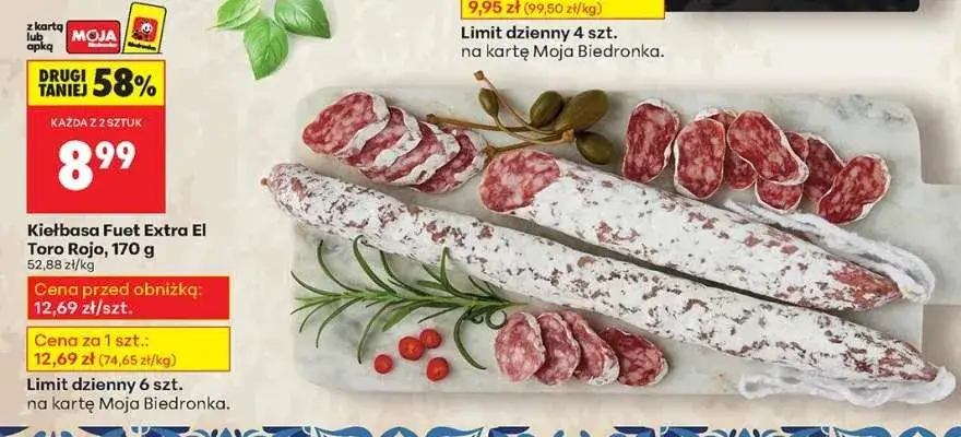 Kiełbasa szlachetna Biedronka - najlepsze ceny i wartości odżywcze