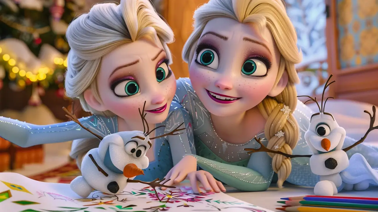 Kolorowanki Elsa i Anna z Krainy Lodu do druku za darmo dla dzieci