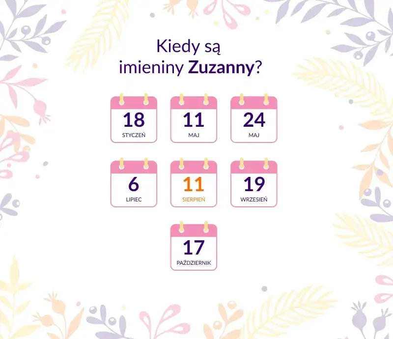 Kiedy Zuzanna obchodzi imieniny? Sprawdź daty imienin Zuzanny