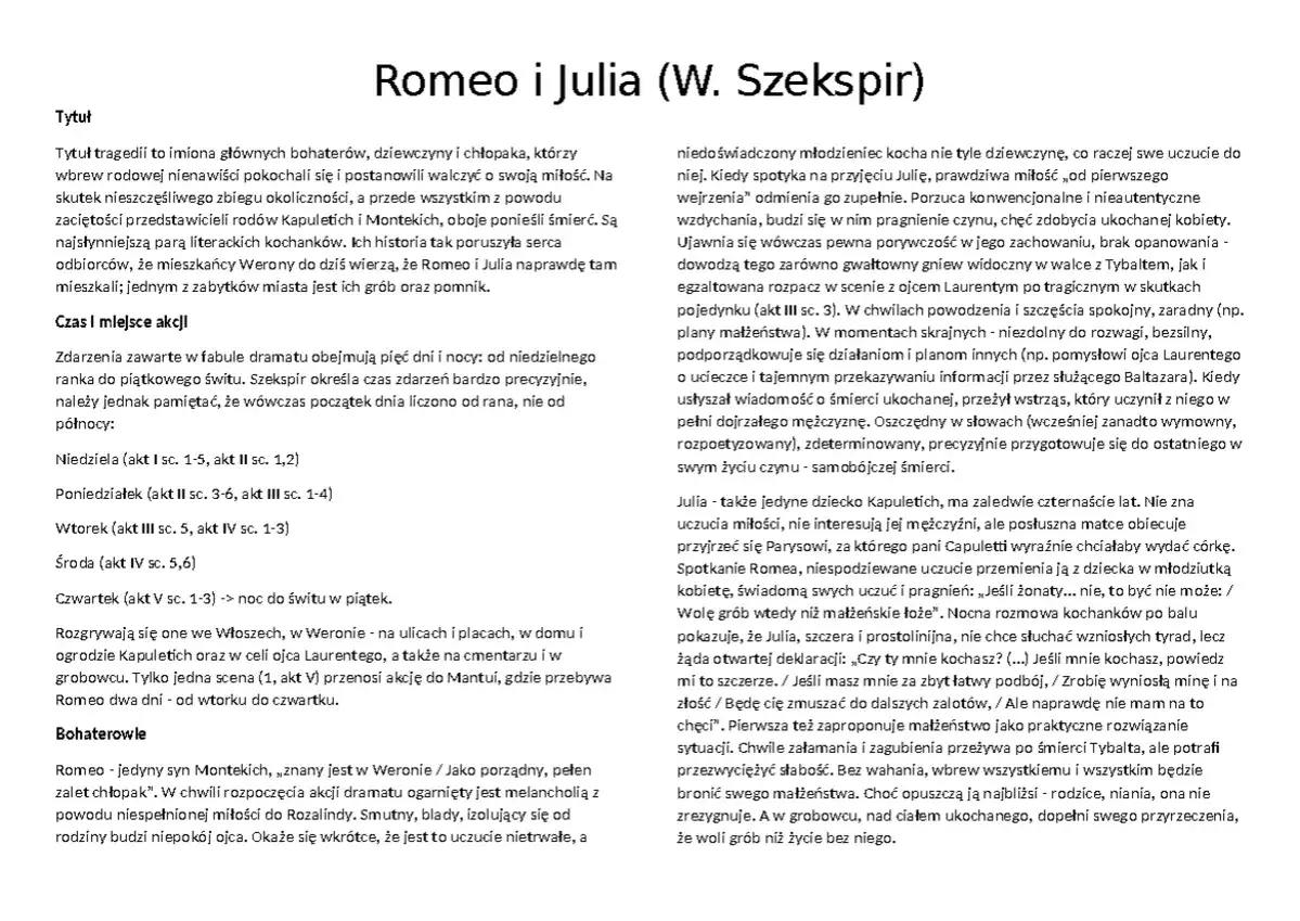 Romeo i Julia, tragedia o miłości, która pokonała nienawiść rodów. Ich historia, pełna namiętności i tragicznych wyborów, kończy się w grobowcu.