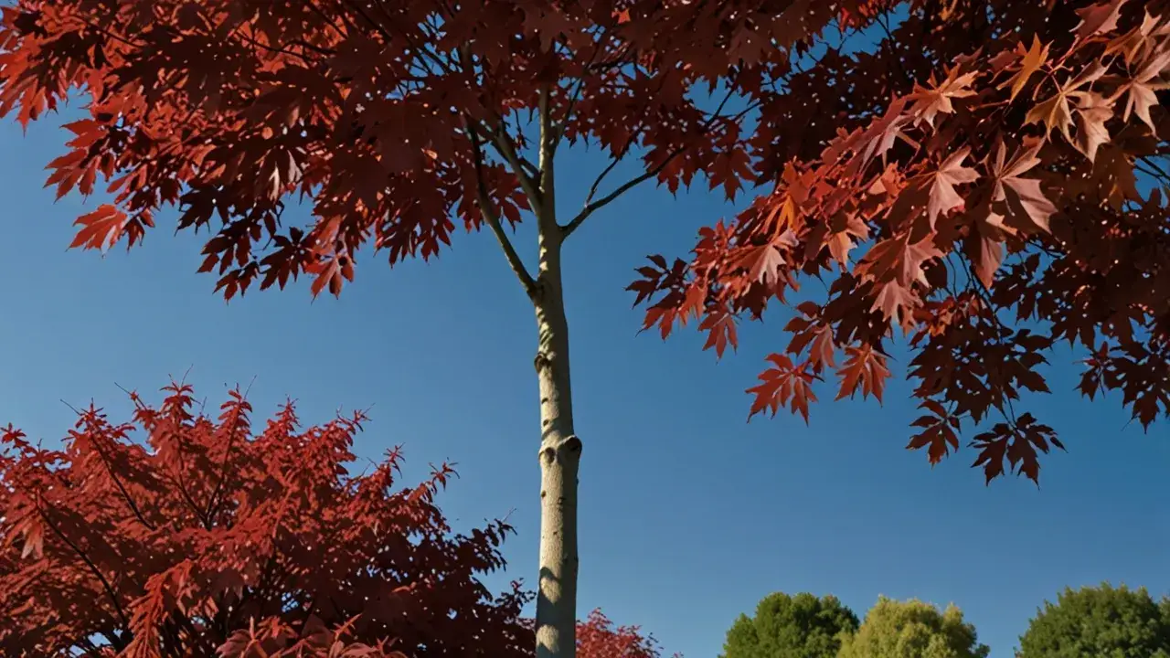 Klon pospolity Crimson Sentry szczepiony: Wąski, bordowy i efektowny