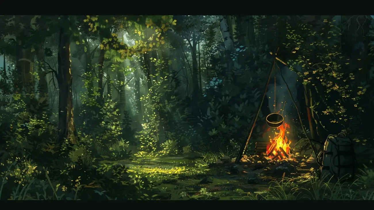 Kolorowanka z garnkiem na ognisku do druku za darmo dla małych turystów