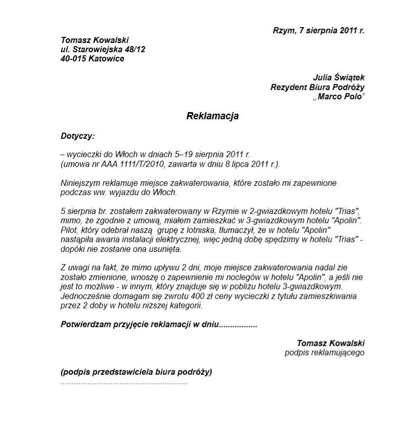 Profesjonalna reklamacja usługi: skuteczny wzór, który rozwiąże twój problem