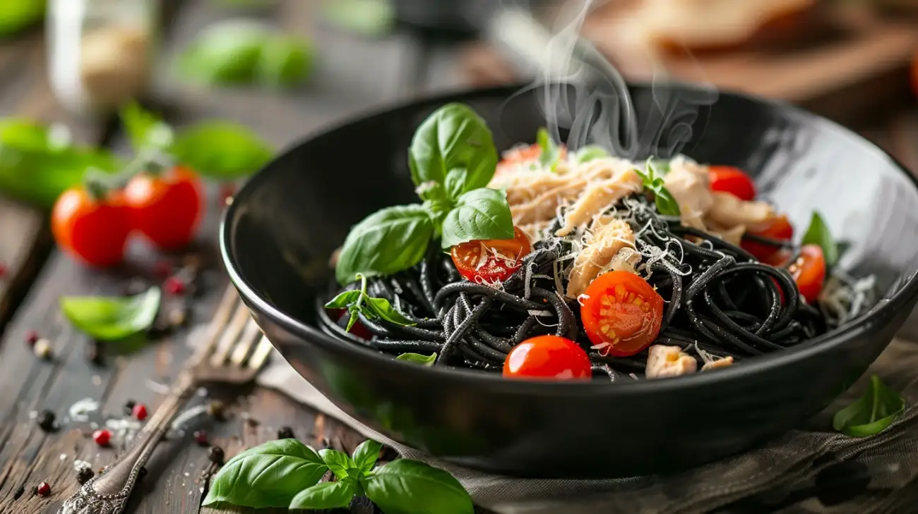 Nowoczesny twist: Czarny makaron z kurczakiem