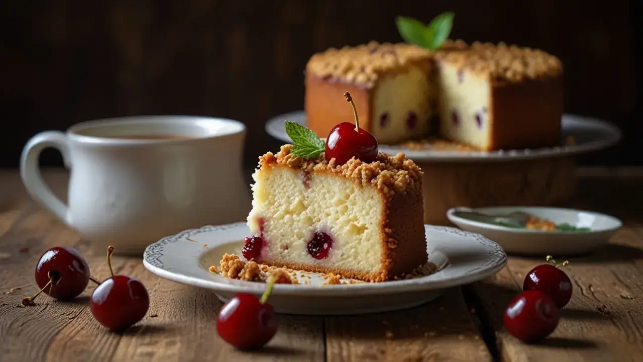 Czy warto spróbować ciasta jogurtowego z wiśniami i kruszonką? Tak!