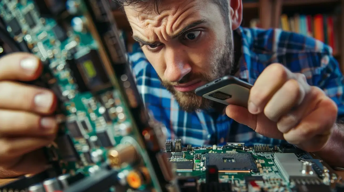 Mężczyzna na telefon: jak naprawić uszkodzoną płytę główną?