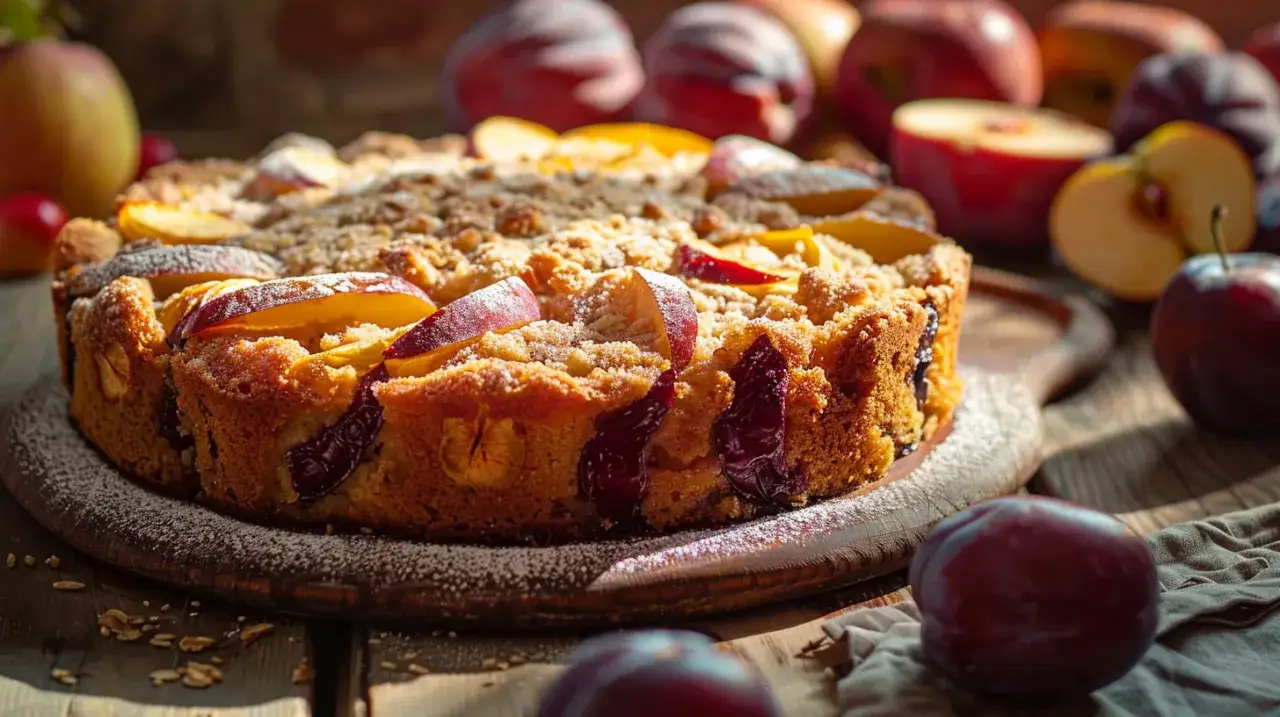 Ciasto śliwkowo-jabłkowe: Owocowy duet pod kruszonką. Idealne?