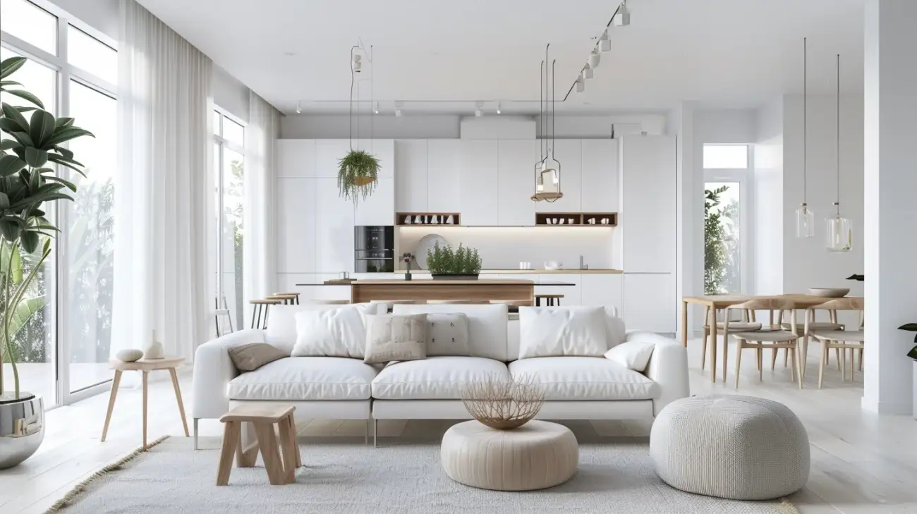 Salon w bieli: pomysły na jasną i przytulną aranżację