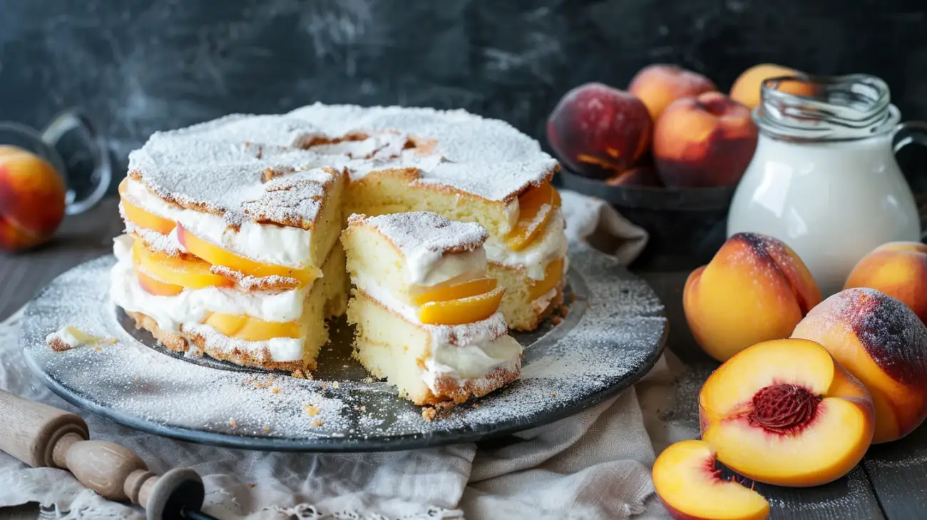 Ciasto z brzoskwiniami i kremem: sekret delikatnego smaku
