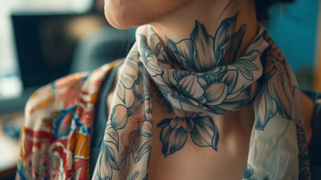 Delikatny tatuaż na szyi: 5 miejsc które ukryjesz w pracy