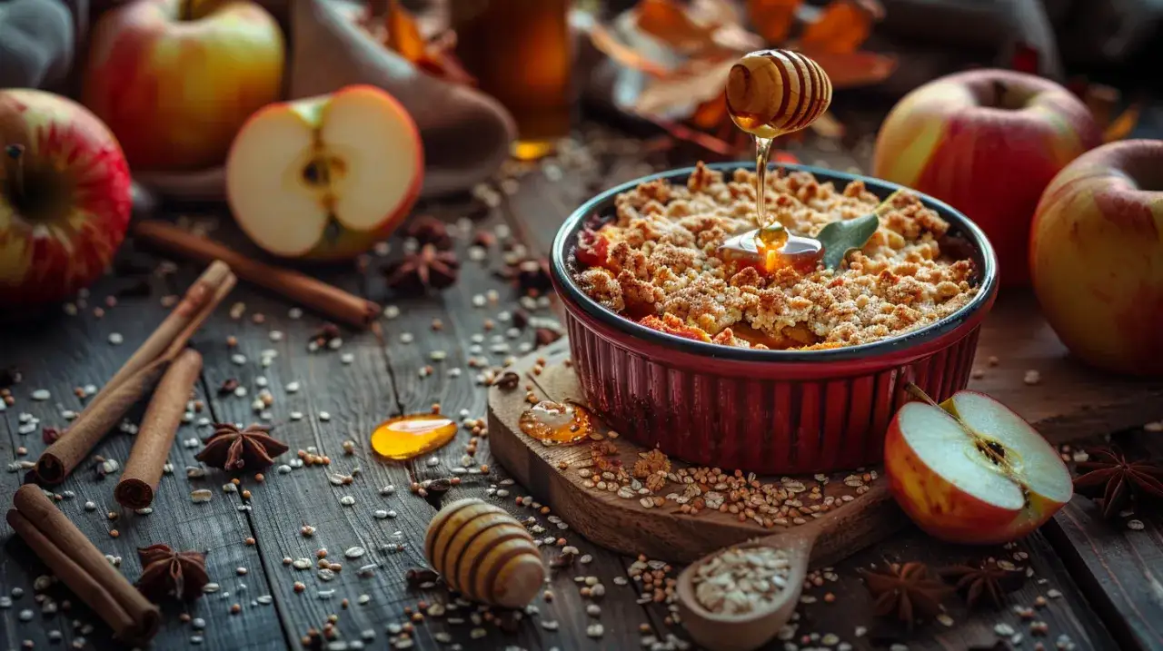 Zapiekanka z kaszy jaglanej, jabłek, cynamonu i miodu