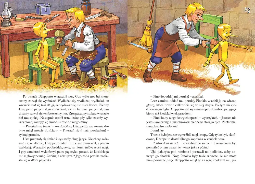 Gdzie w książce jest opis Pinokia? Znajdź kluczowe fragmenty