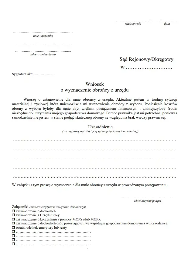 Jak napisać wniosek o adwokata z urzędu i uniknąć błędów?