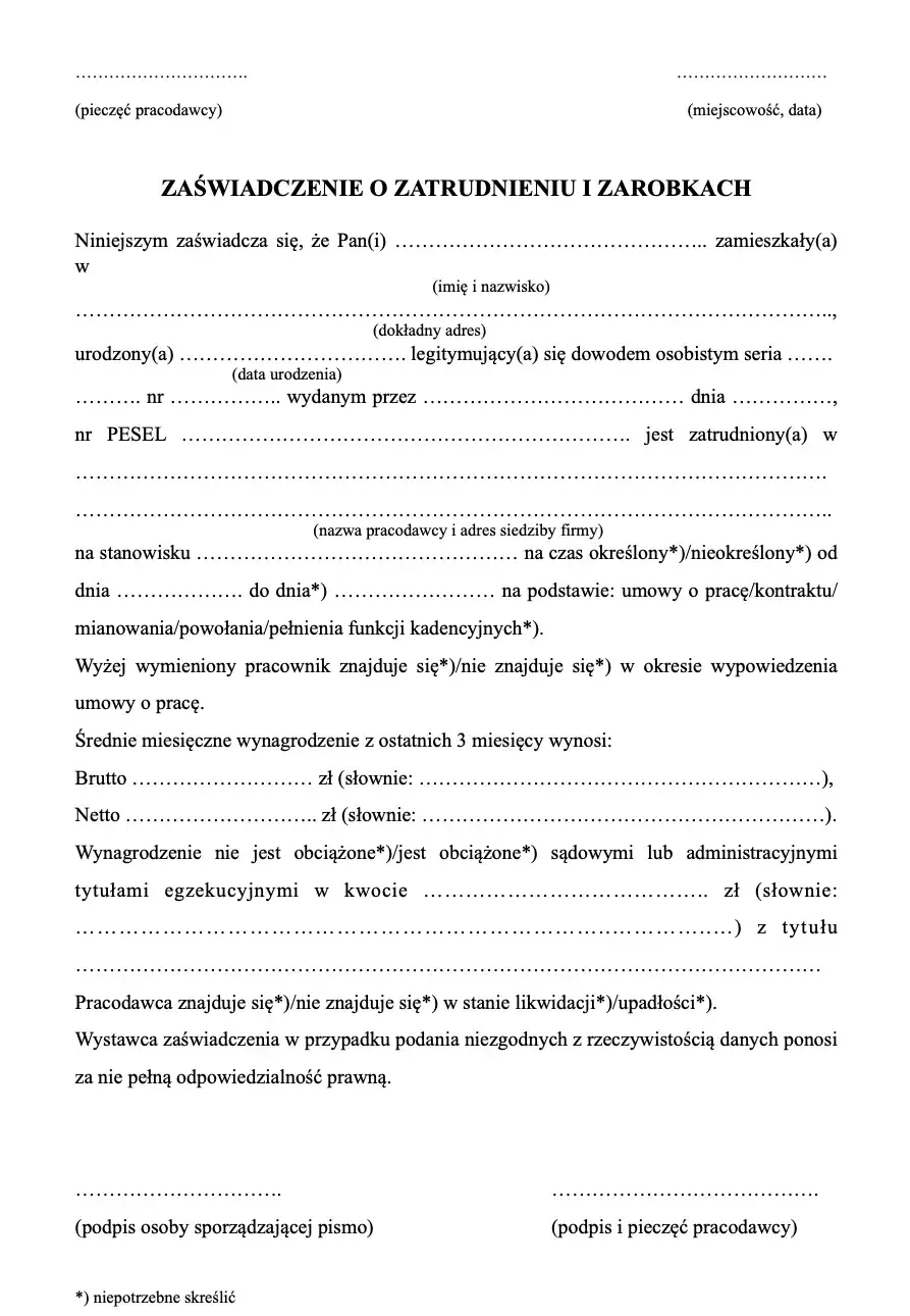 Jak napisać zaswiadczenie o zatrudnieniu pracownika - krok po kroku