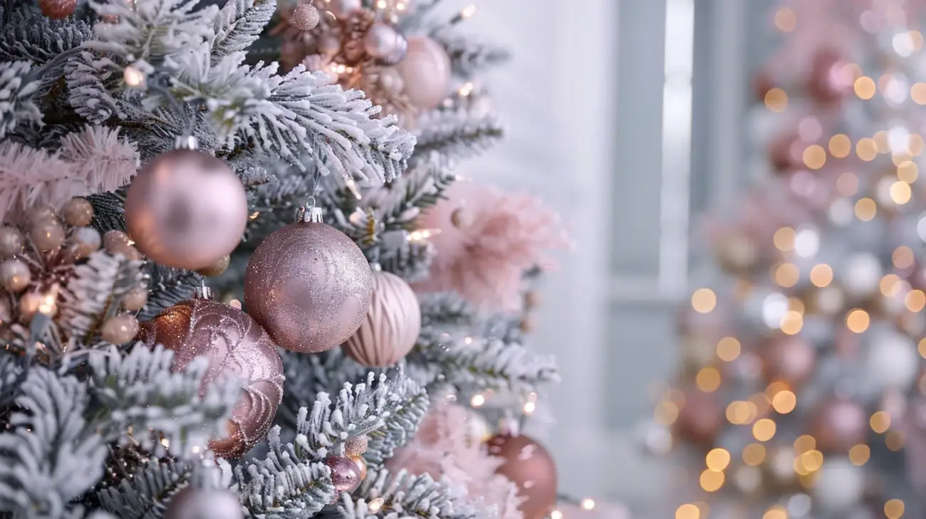 Choinka srebrno różowa: Romantyczna dekoracja świąteczna 