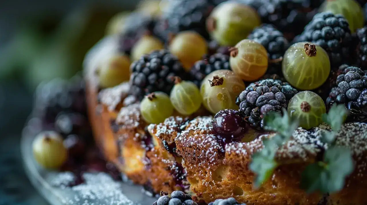 Zaparzane ciasto drożdżowe z jeżynami, agrestem i kruszonką!