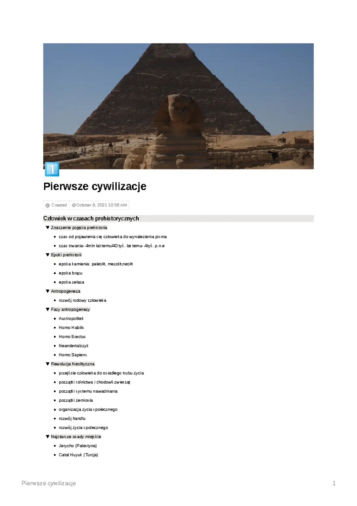 Pierwsze cywilizacje notatki: kluczowe informacje do nauki i powtórki przed egzaminem