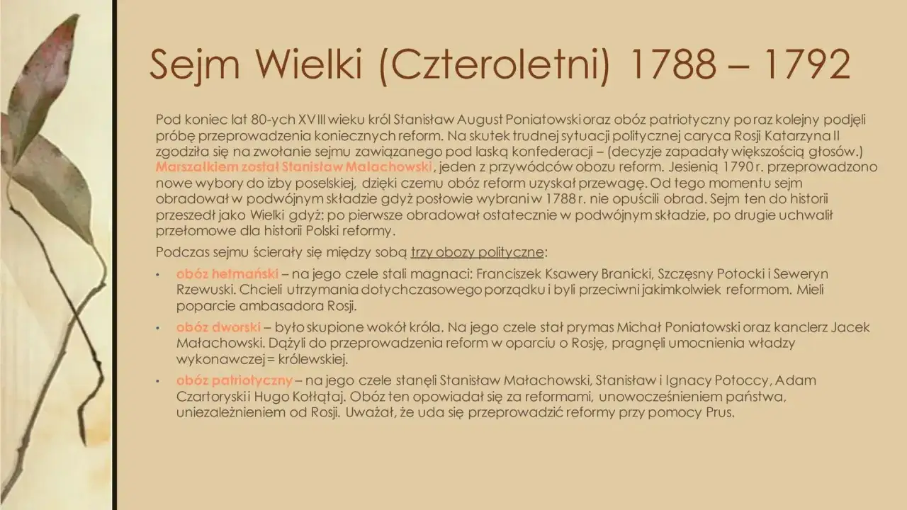 Kiedy obradował w Polsce sejm czteroletni i jakie miał znaczenie